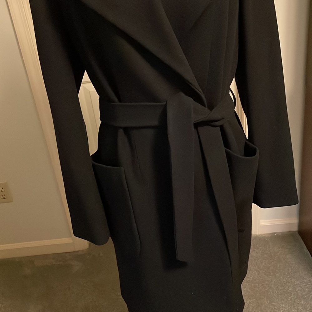 Black Express Winter Coat, Patch Pockets, One Sna… - image 3